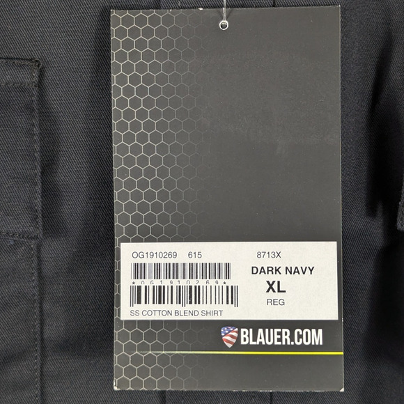 Blauer Mens XL Dark Navy Short Sleeve Uniform Work Shirt Button Front - Picture 2 of 7